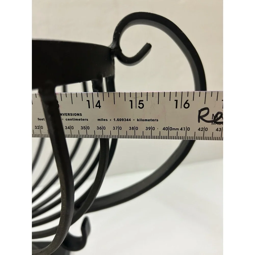 Vintage Wrought Iron Urn Planter Plant Stand Holder Basket Scroll Footed 16